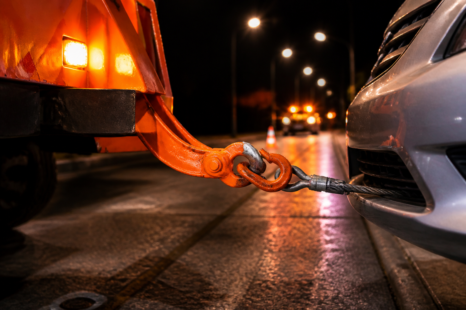 Yol kenarında çekici kurtarma çalışması